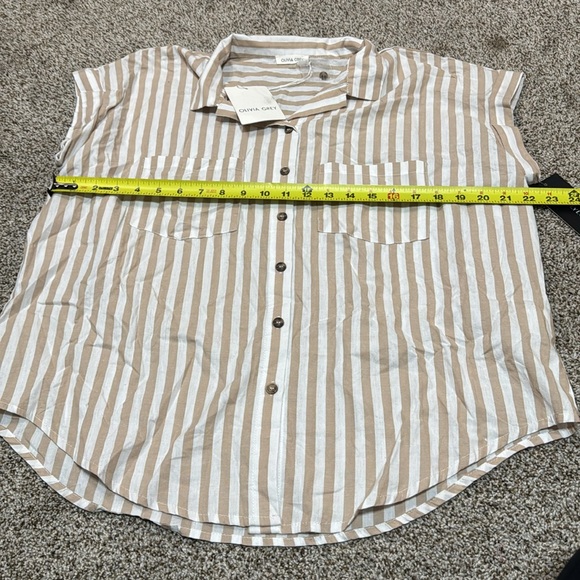 OLIVIA GREY Women's Marigold Stripe Shirt Size L - Picture 7 of 9